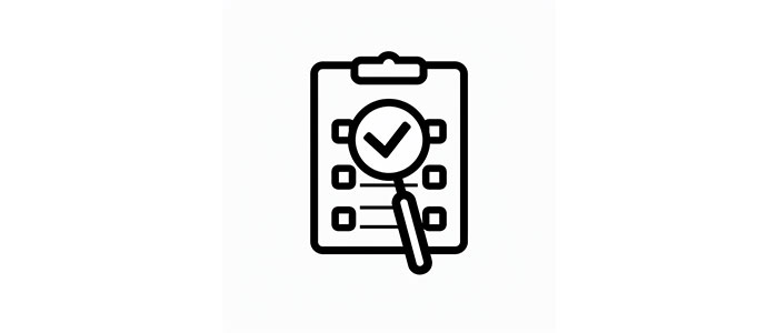 Klemmbrett-Icon mit Checkliste und Lupe als Symbol für Marketing-Audit