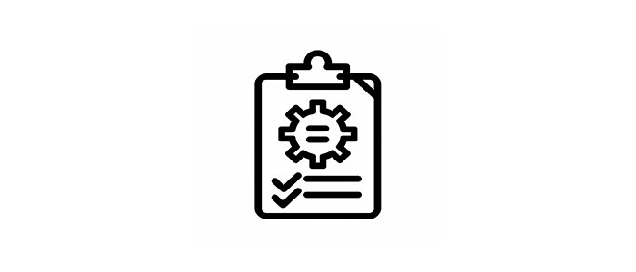 Klemmbrett-Icon mit Zahnrad und Checkliste als Symbol für Projektmanagement und Unterstützung bei Engpässen